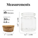 Small Glass Bottles with Cork Stoppers, Set of 16 Mini Jars (20ml) for Party Favors, Wedding, Baby Shower, Decorations, Arts & Crafts and DIY Projects