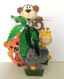 AVELLIM Safari Jungle Zoo Animals, 12 Large (7.5" Tall) Foam Jungle Wild Animal Toys, Safari Birthday Decorations, Jungle Theme Party Supplies, Toddler Toys - Adhesive Easels Included