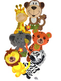 AVELLIM Safari Jungle Zoo Animals, 12 Large (7.5" Tall) Foam Jungle Wild Animal Toys, Safari Birthday Decorations, Jungle Theme Party Supplies, Toddler Toys - Adhesive Easels Included