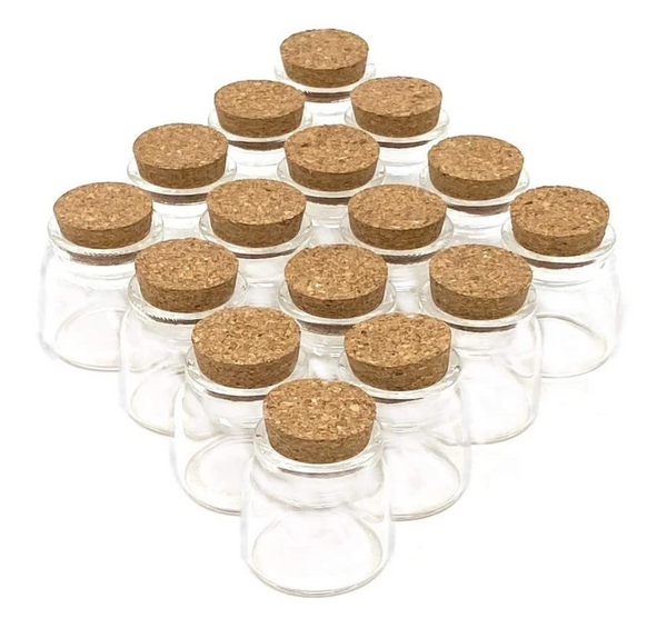Small Glass Bottles with Cork Stoppers, Set of 16 Mini Jars (20ml) for Party Favors, Wedding, Baby Shower, Decorations, Arts & Crafts and DIY Projects